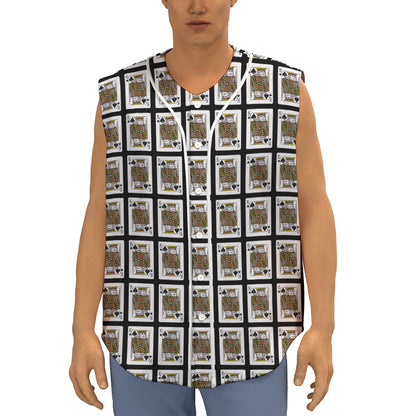 King Of Spades Pattern Print Sleeveless Baseball Jersey