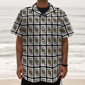King Of Spades Pattern Print Textured Short Sleeve Shirt