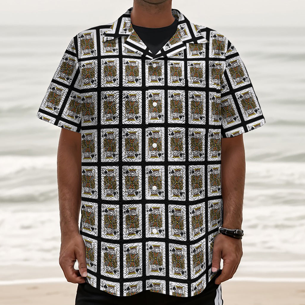 King Of Spades Pattern Print Textured Short Sleeve Shirt