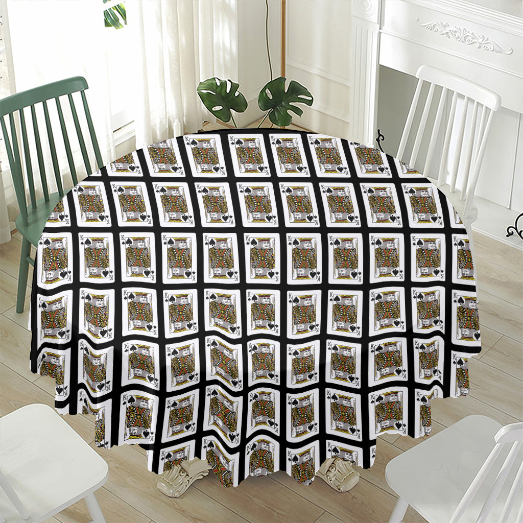 King Of Spades Pattern Print Waterproof Round Tablecloth