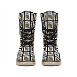 King Of Spades Pattern Print Winter Boots
