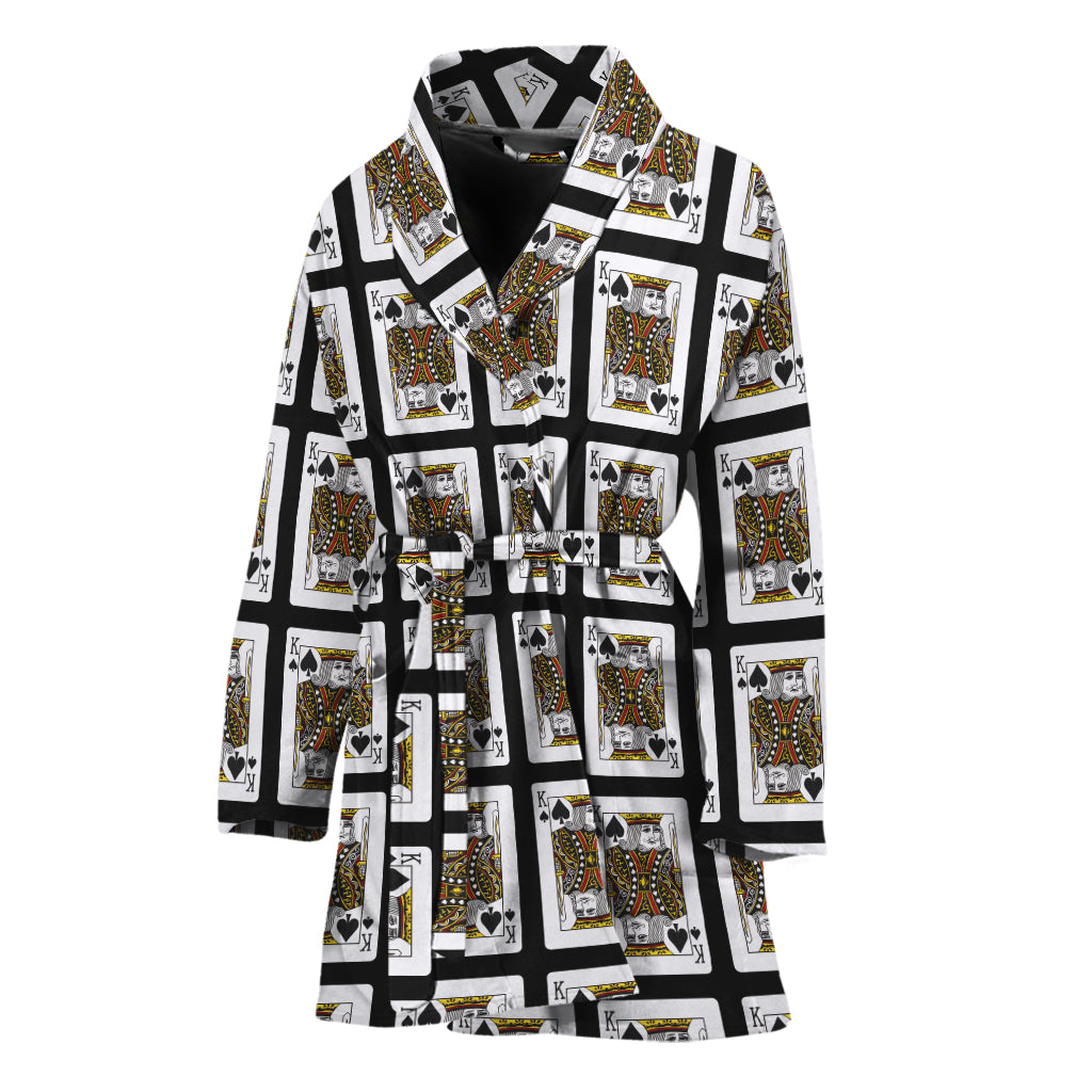 King Of Spades Pattern Print Women's Bathrobe