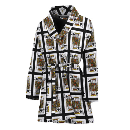 King Of Spades Pattern Print Women's Bathrobe