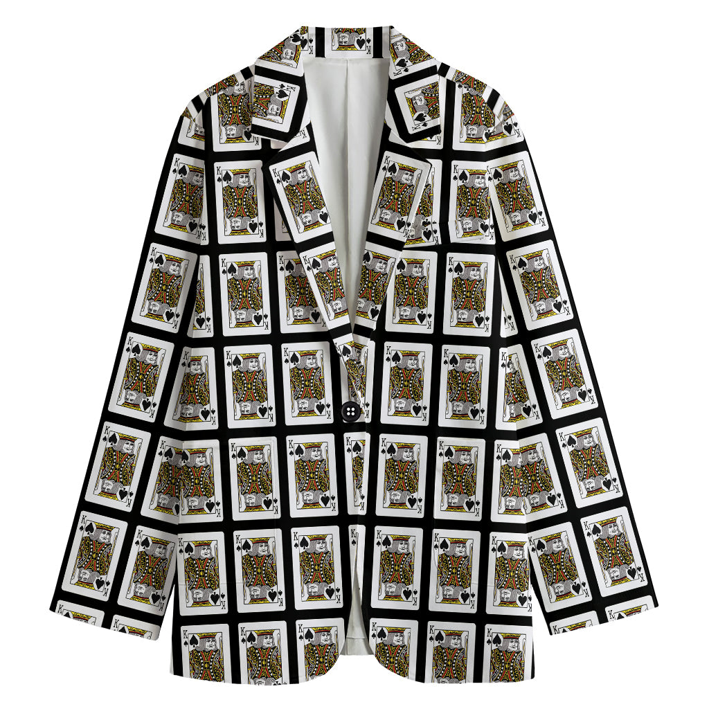 King Of Spades Pattern Print Women's Blazer