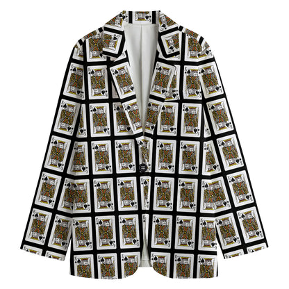 King Of Spades Pattern Print Women's Blazer