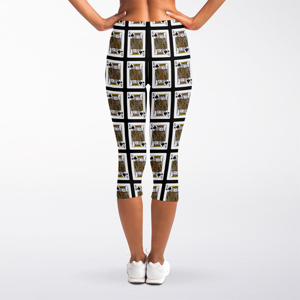 King Of Spades Pattern Print Women's Capri Leggings