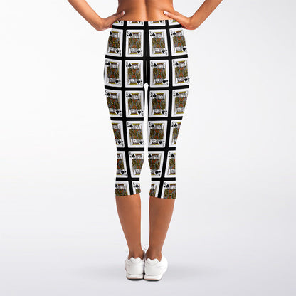 King Of Spades Pattern Print Women's Capri Leggings