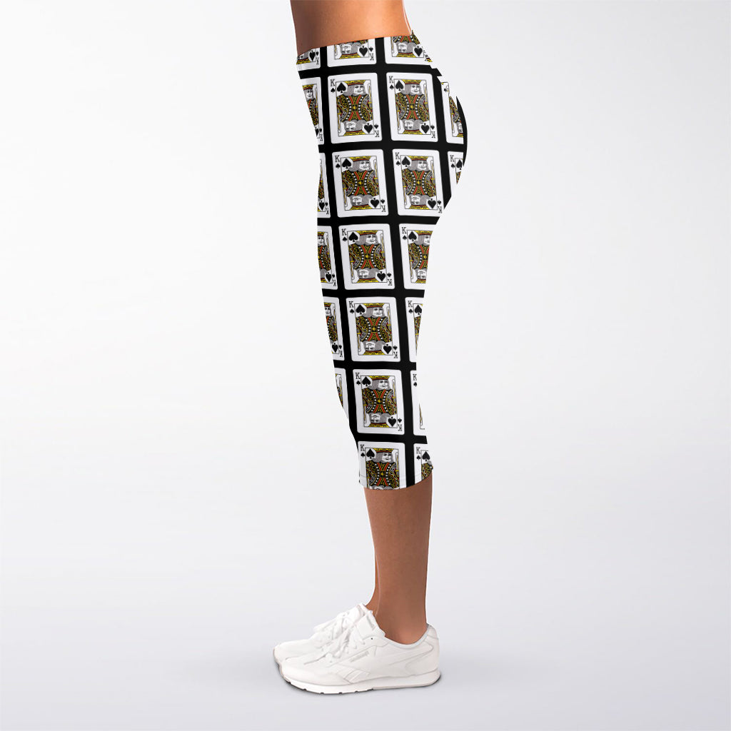 King Of Spades Pattern Print Women's Capri Leggings