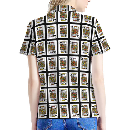 King Of Spades Pattern Print Women's Polo Shirt