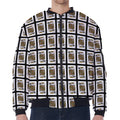 King Of Spades Pattern Print Zip Sleeve Bomber Jacket