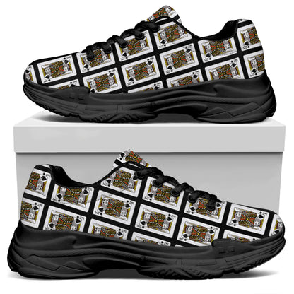 King Of Spades Playing Card Pattern Print Black Chunky Shoes