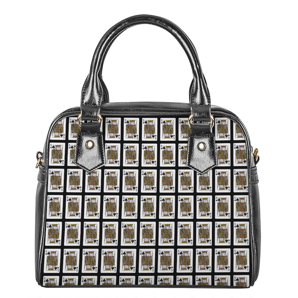 King Of Spades Playing Card Pattern Print Shoulder Handbag