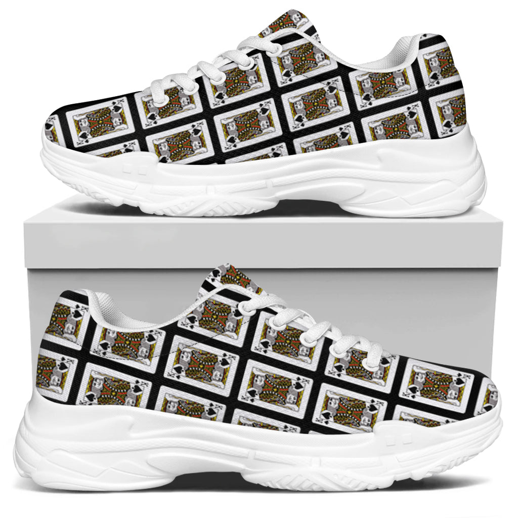 King Of Spades Playing Card Pattern Print White Chunky Shoes
