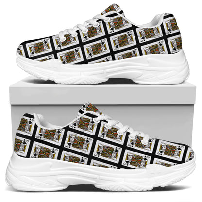 King Of Spades Playing Card Pattern Print White Chunky Shoes
