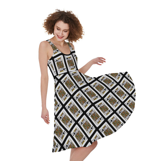 King Of Spades Playing Card Pattern Print Women's Sleeveless Dress