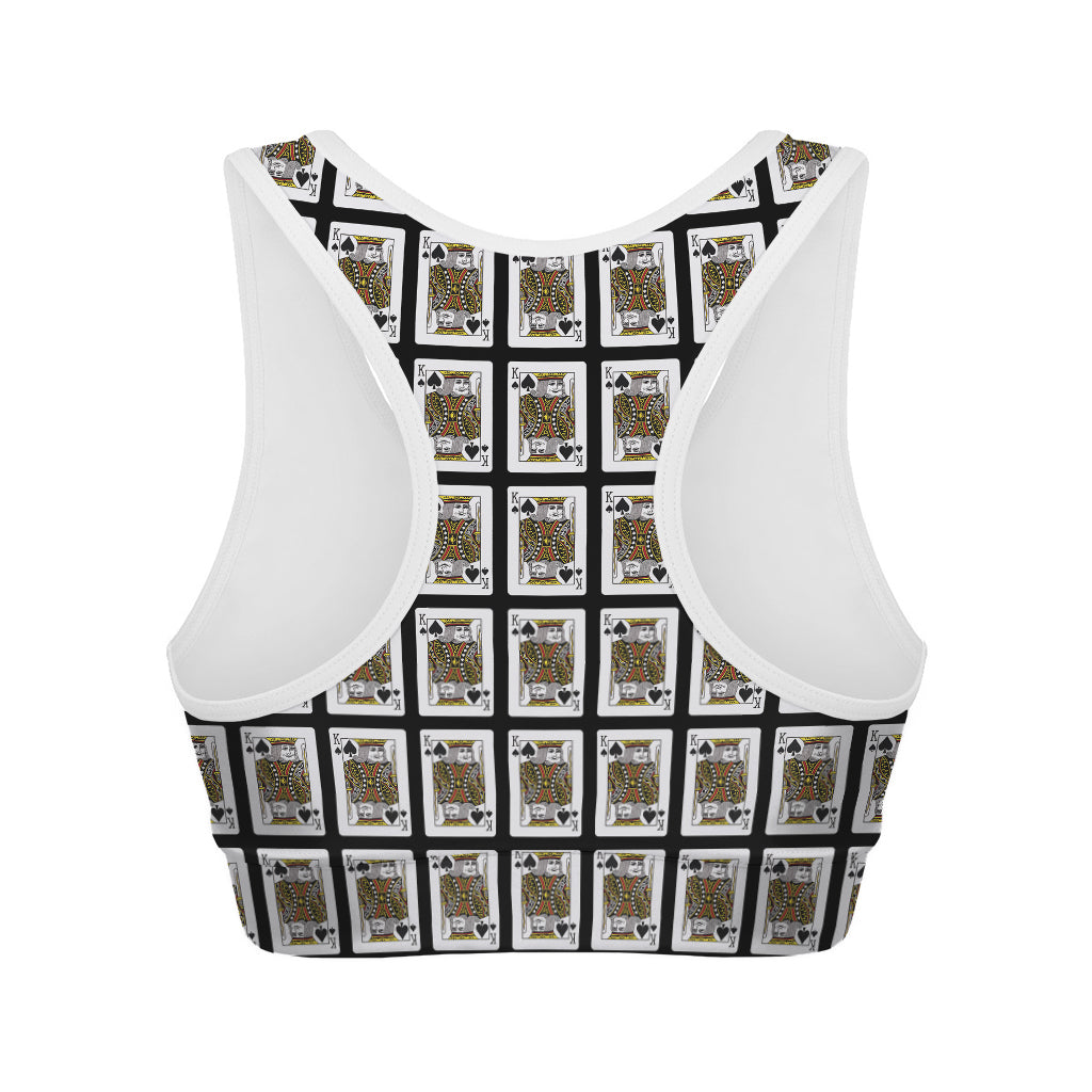 King Of Spades Playing Card Pattern Print Women's Sports Bra