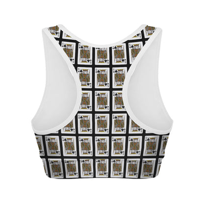King Of Spades Playing Card Pattern Print Women's Sports Bra