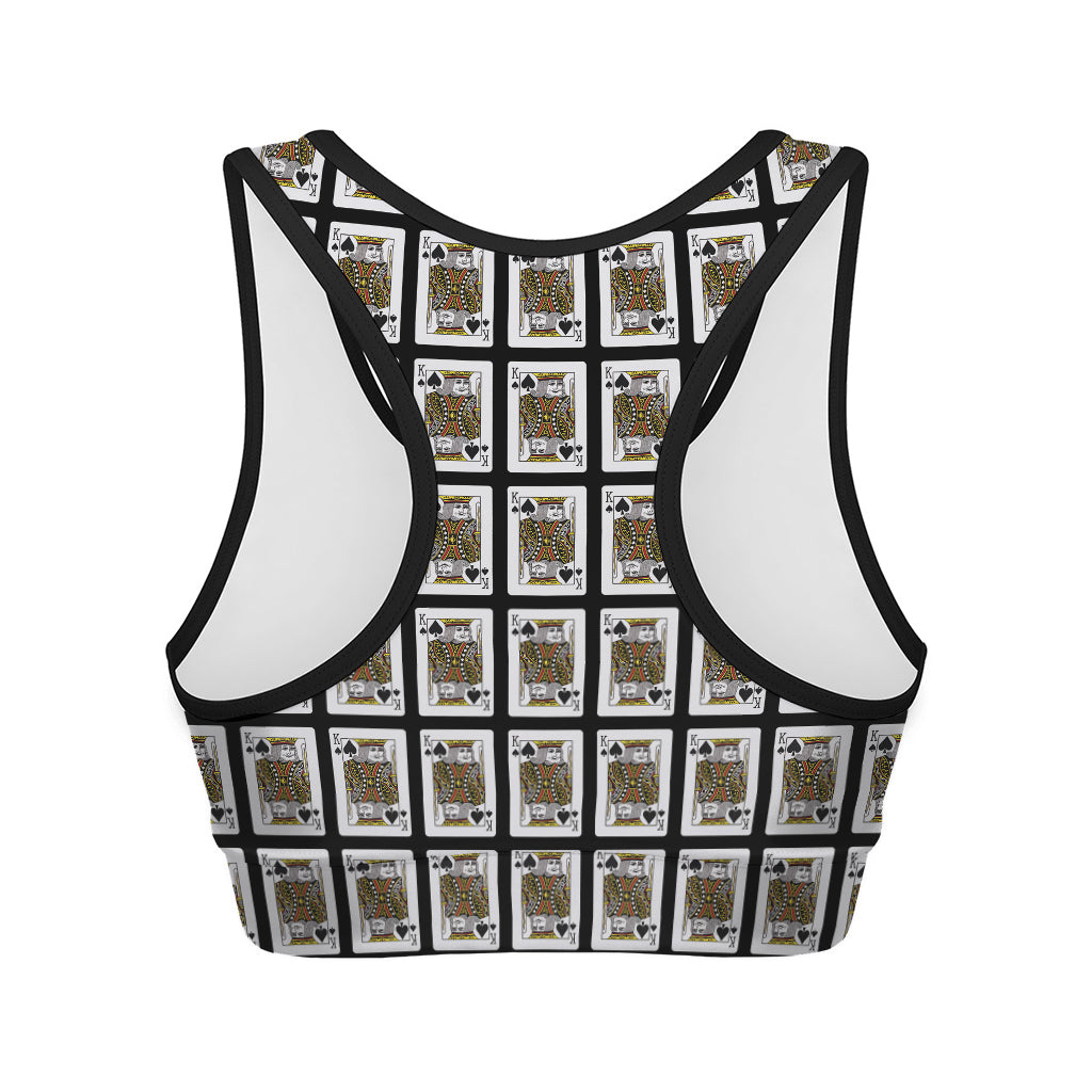 King Of Spades Playing Card Pattern Print Women's Sports Bra