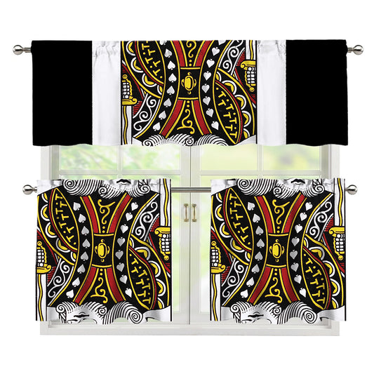 King Of Spades Playing Card Print 3 Piece Kitchen Curtains