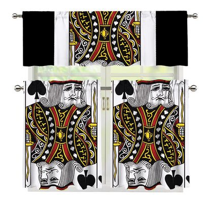 King Of Spades Playing Card Print 3 Piece Kitchen Curtains