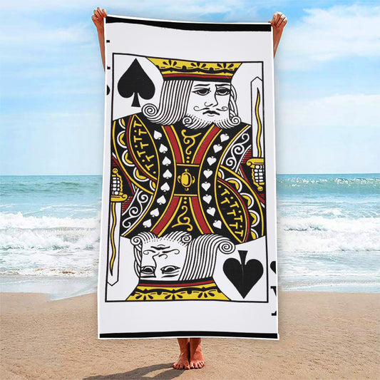 King Of Spades Playing Card Print Beach Towel