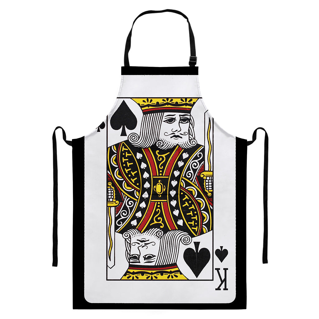 King Of Spades Playing Card Print Bib Apron With Pocket