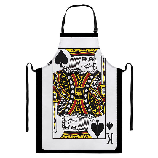 King Of Spades Playing Card Print Bib Apron With Pocket