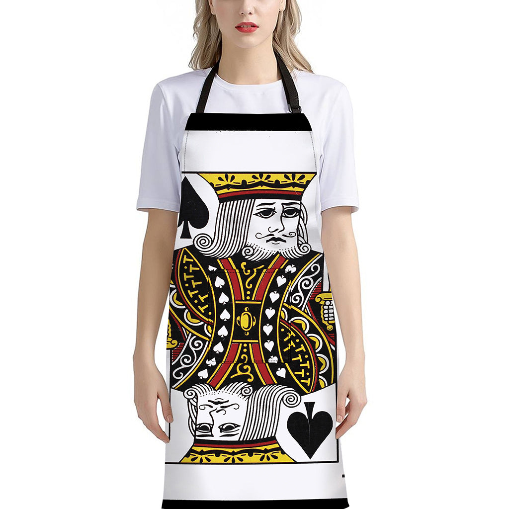 King Of Spades Playing Card Print Bib Apron With Pocket