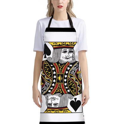 King Of Spades Playing Card Print Bib Apron With Pocket