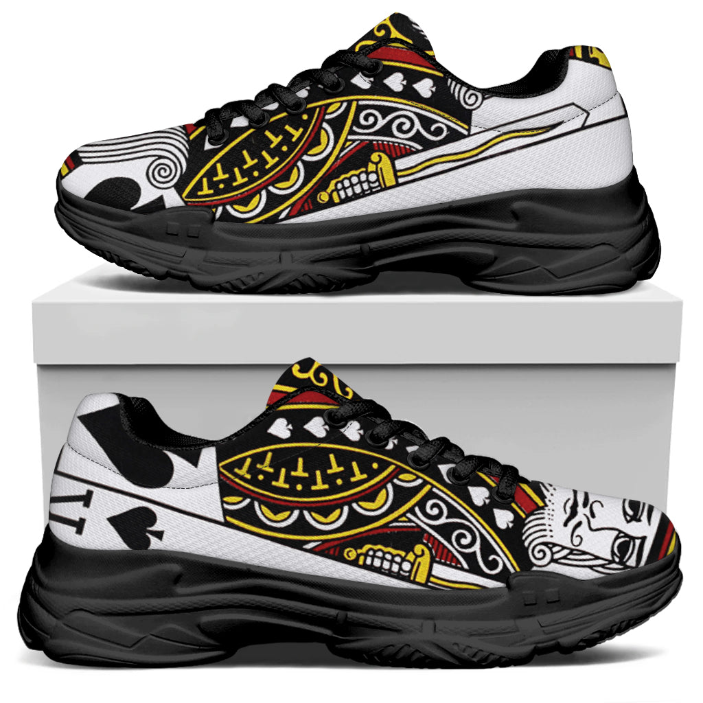 King Of Spades Playing Card Print Black Chunky Shoes