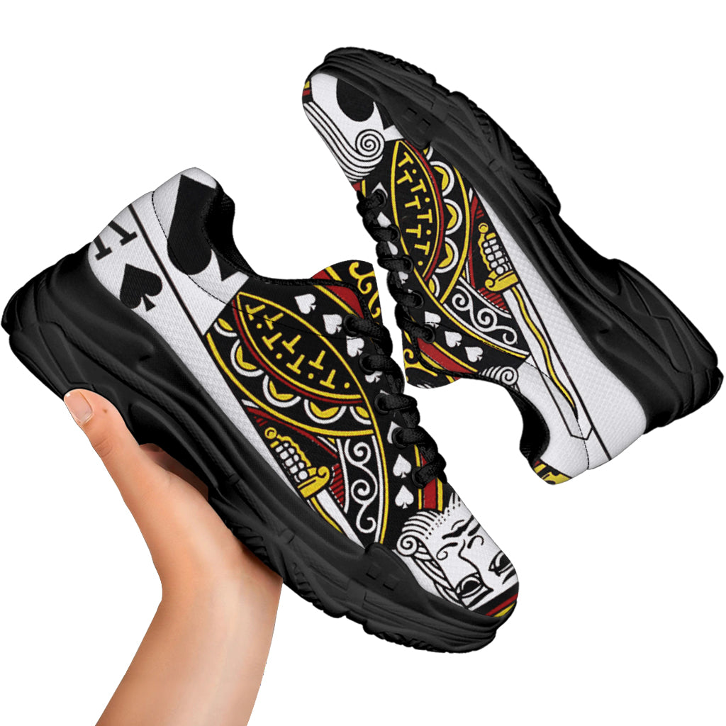 King Of Spades Playing Card Print Black Chunky Shoes