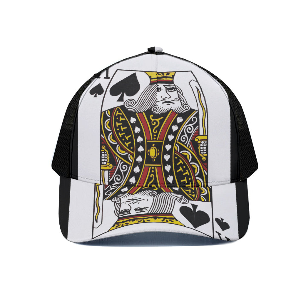 King Of Spades Playing Card Print Black Mesh Trucker Cap