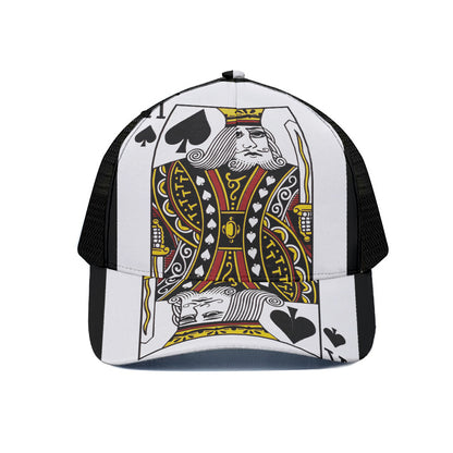 King Of Spades Playing Card Print Black Mesh Trucker Cap