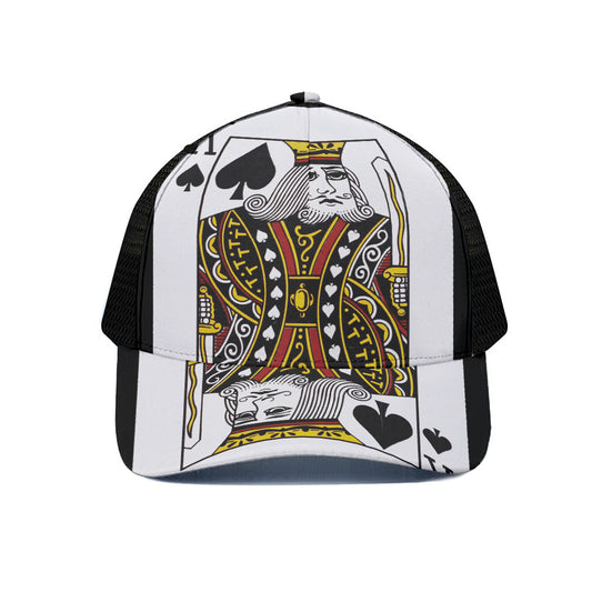 King Of Spades Playing Card Print Black Mesh Trucker Cap