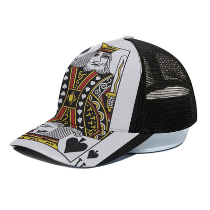 King Of Spades Playing Card Print Black Mesh Trucker Cap