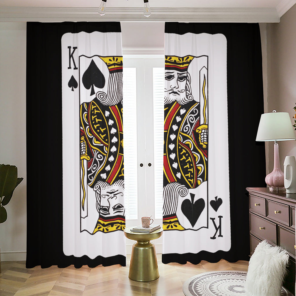 King Of Spades Playing Card Print Blackout Pencil Pleat Curtains