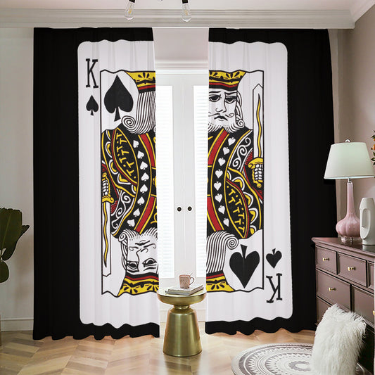 King Of Spades Playing Card Print Blackout Pencil Pleat Curtains