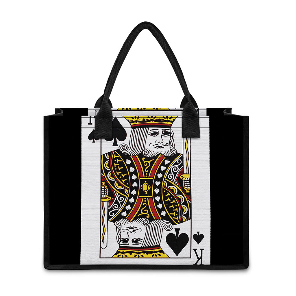 King Of Spades Playing Card Print Canvas Tote Bag
