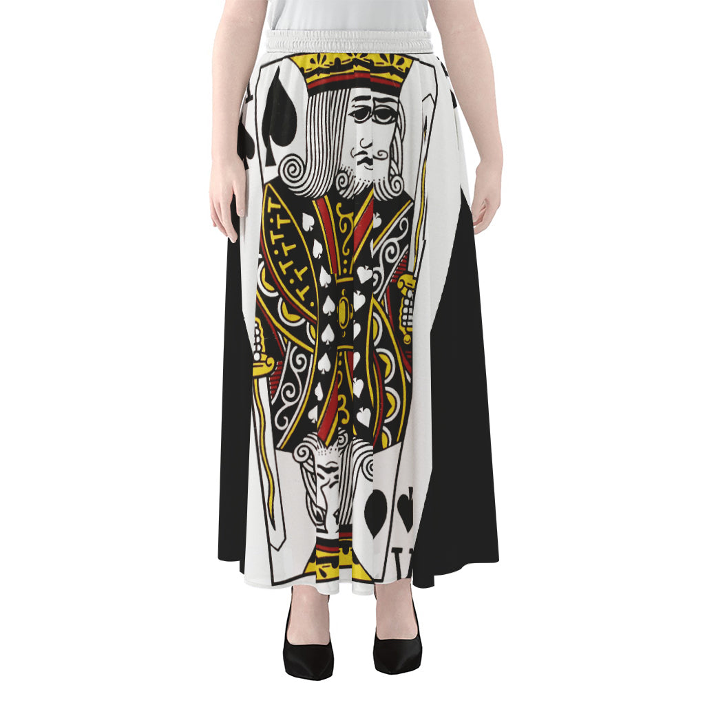 King Of Spades Playing Card Print Chiffon Maxi Skirt