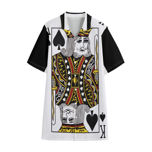 King Of Spades Playing Card Print Cotton Hawaiian Shirt