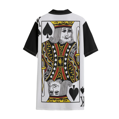 King Of Spades Playing Card Print Cotton Hawaiian Shirt