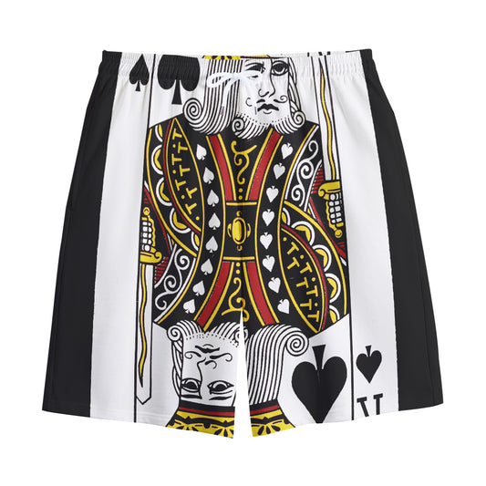 King Of Spades Playing Card Print Cotton Shorts