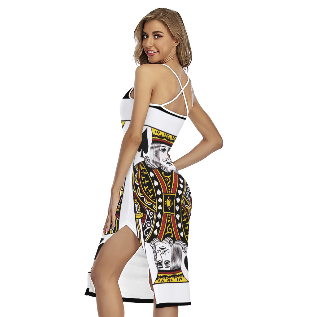 King Of Spades Playing Card Print Cross Back Cami Dress