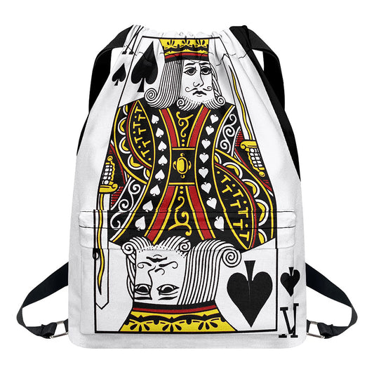 King Of Spades Playing Card Print Drawstring Backpack
