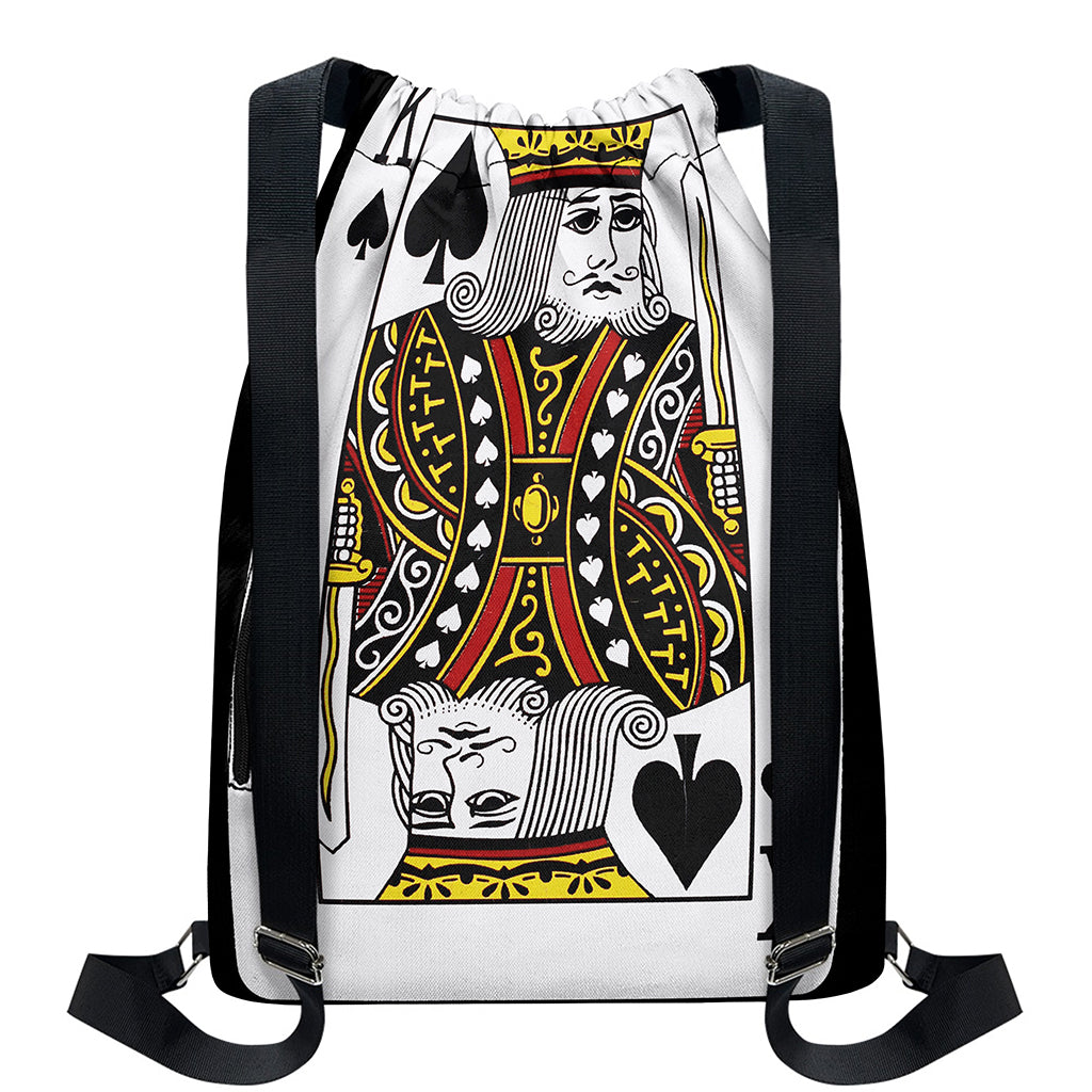 King Of Spades Playing Card Print Drawstring Backpack