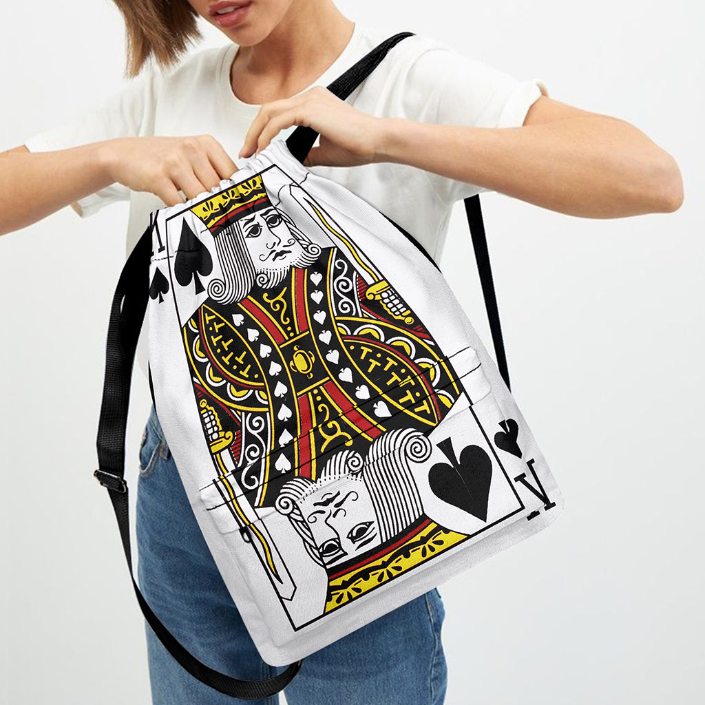 King Of Spades Playing Card Print Drawstring Backpack