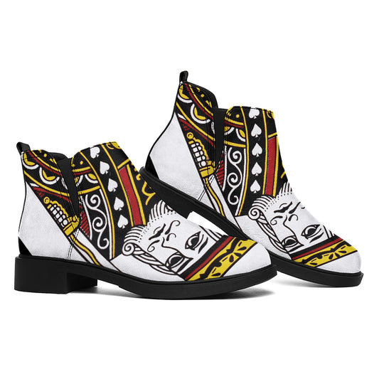 King Of Spades Playing Card Print Flat Ankle Boots
