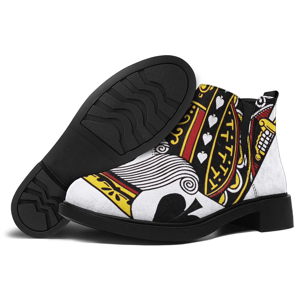 King Of Spades Playing Card Print Flat Ankle Boots