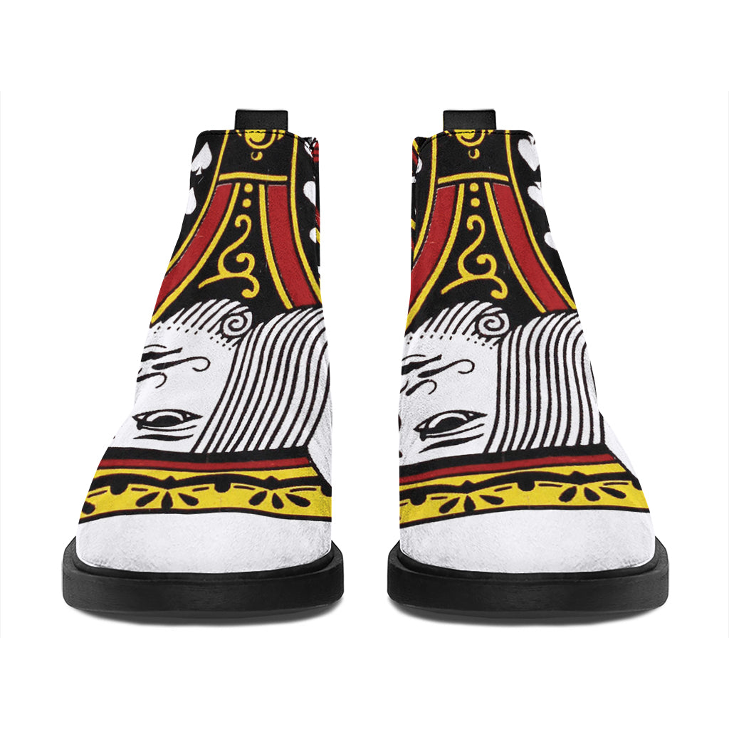 King Of Spades Playing Card Print Flat Ankle Boots