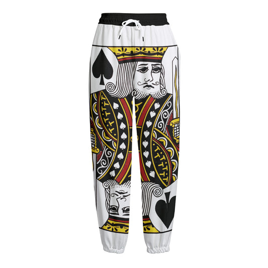 King Of Spades Playing Card Print Fleece Lined Knit Pants